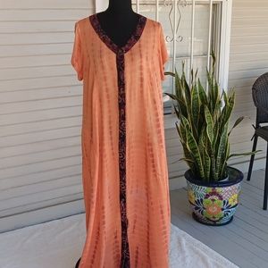 Soft Surroundings Sunset Bali tie-dye orange maxi dress